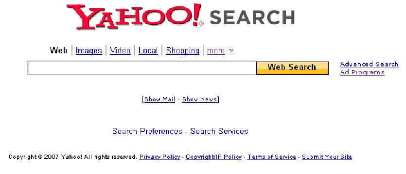  Page d′accueil du moteur de recherche Yahoo !